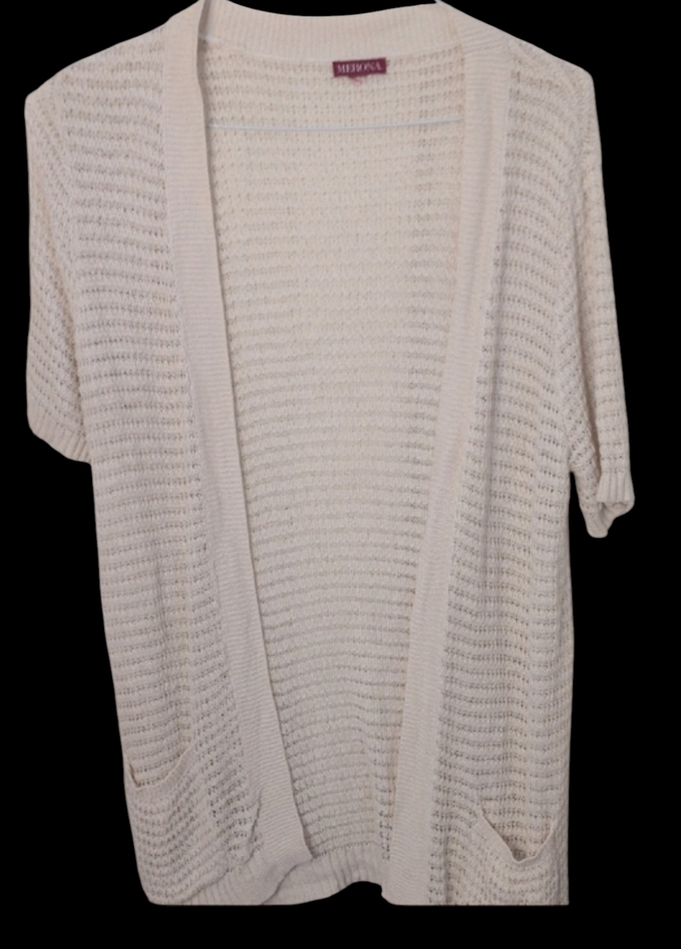 Merona Cream Open-Weave Short-Sleeve Cardigan